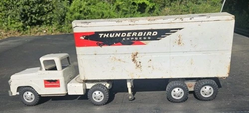 Vintage 1950s Tonka Thunderbird Express Semi Trailer Truck Pressed Steel Toy