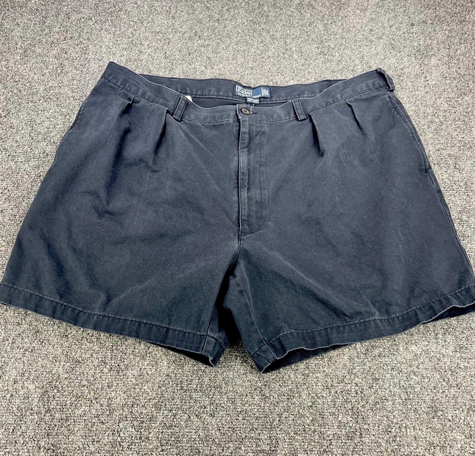 Polo Ralph Lauren Andrew Shorts Mens 42 Navy Blue Chino Pleated Classic Fit