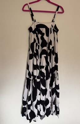 Anthropologie Abel The Label Abstract Print flowy maxi Dress in Black size XS