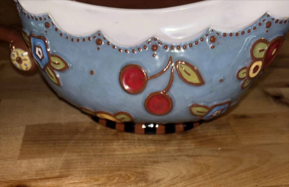 Винтажная сине-коричневая цветочная вишня Mary Engelbreit Gravy Boat 2001 Michel & Co - Изображение 2 из 4