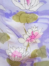 Vintage Vera Neumann Silk Blend Scarf Water Lilies Large Oblong Sheer
