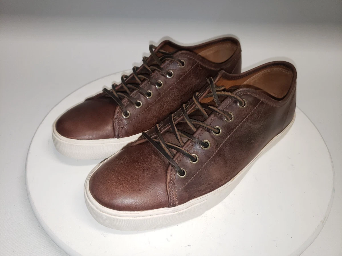 Frye Sneakers Men s Size 9.5 Leather Brown Brett Distressed Low