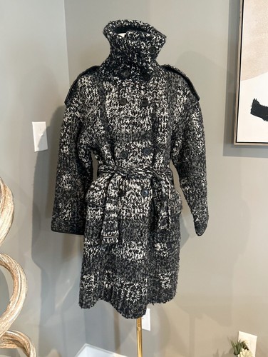 WOMENS BURBERRY LONDON WOOL ALPACA SWEATER COAT JACKET Sz S - NOVA CHECK - 第 1/8 張圖片