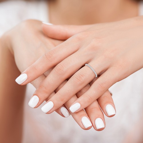 Solid 14k White Gold 1.5mm Milgrain Stackable Band Size 7 - Ring Size 7.0 - 第 3/4 張圖片