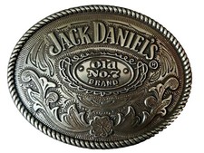 Jack Daniels Old No. 7 Brand Belt Buckle Silver Tone Oval Textured Design 2005