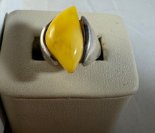 Vintage Sterling silver yellow agate ring, size 5.50