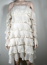 ZIMMERMANN IVORY CREAM LACE RUFFLE TIER DRESS OFF SHOULDER DOT, WORN ONCE SIZE 1