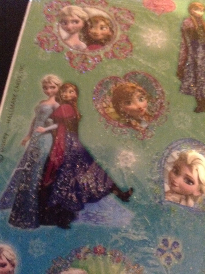 Disney FROZEN Brillo Brillo Pegatinas 2 Hojas Sello Anna Elsa San Valentín Foto 2 de 2