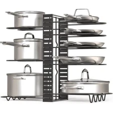 8 Tier Adjustable Pots and Pans Organizer for Cabinet Kitchen Pot and Pan Holder