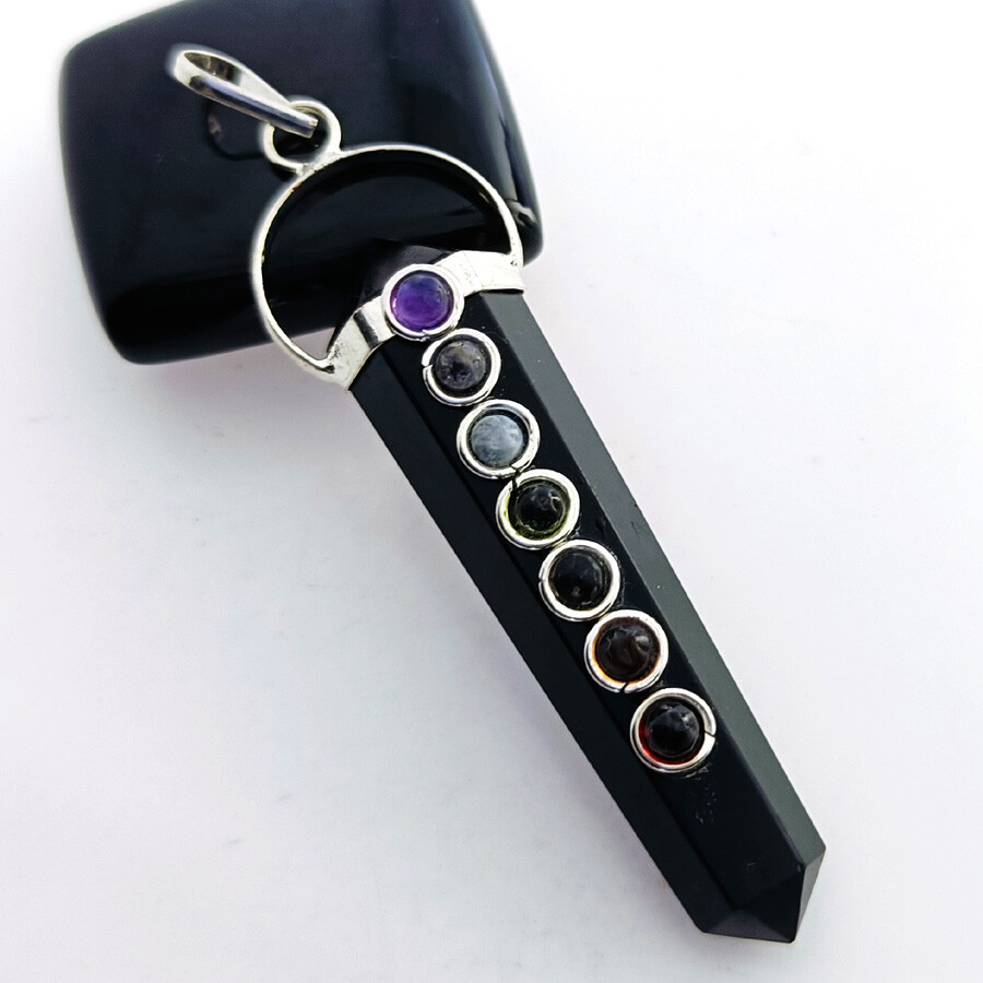 Black Obsidian 925 Silver Plated Gemstone Pendant Necklace 2.6 Inch Aesthetic Jewelry JW