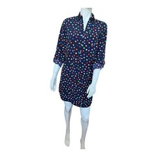 THE LIMITED Size XS Shirt Dress Black Dress knee Length Polka Dot Cuff Sleeves