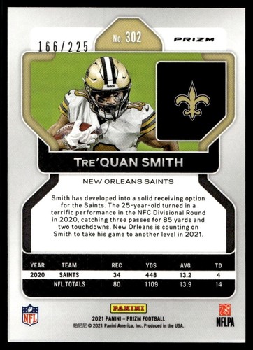 2021 Panini Prizm violet glace Tre'Quan Smith 166/225 #302 - Photo 2 sur 2