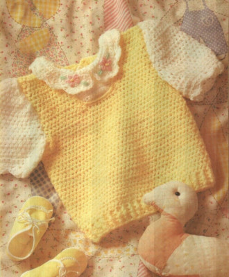 BABY DRESS-UP SWEATER 2 SIZES DIGEST SIZE CROCHET PATTERN INSTRUCTIONS