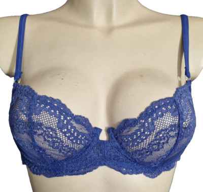 VALERY LINGERIE P39 Bügel-BH Gr.75B UK34B Spitze Mesh Tüll Blau