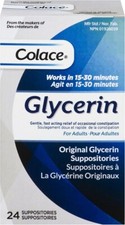 Colace Glycerin Suppositories Adult Gentle Fast Relief Constipation - 24 Count