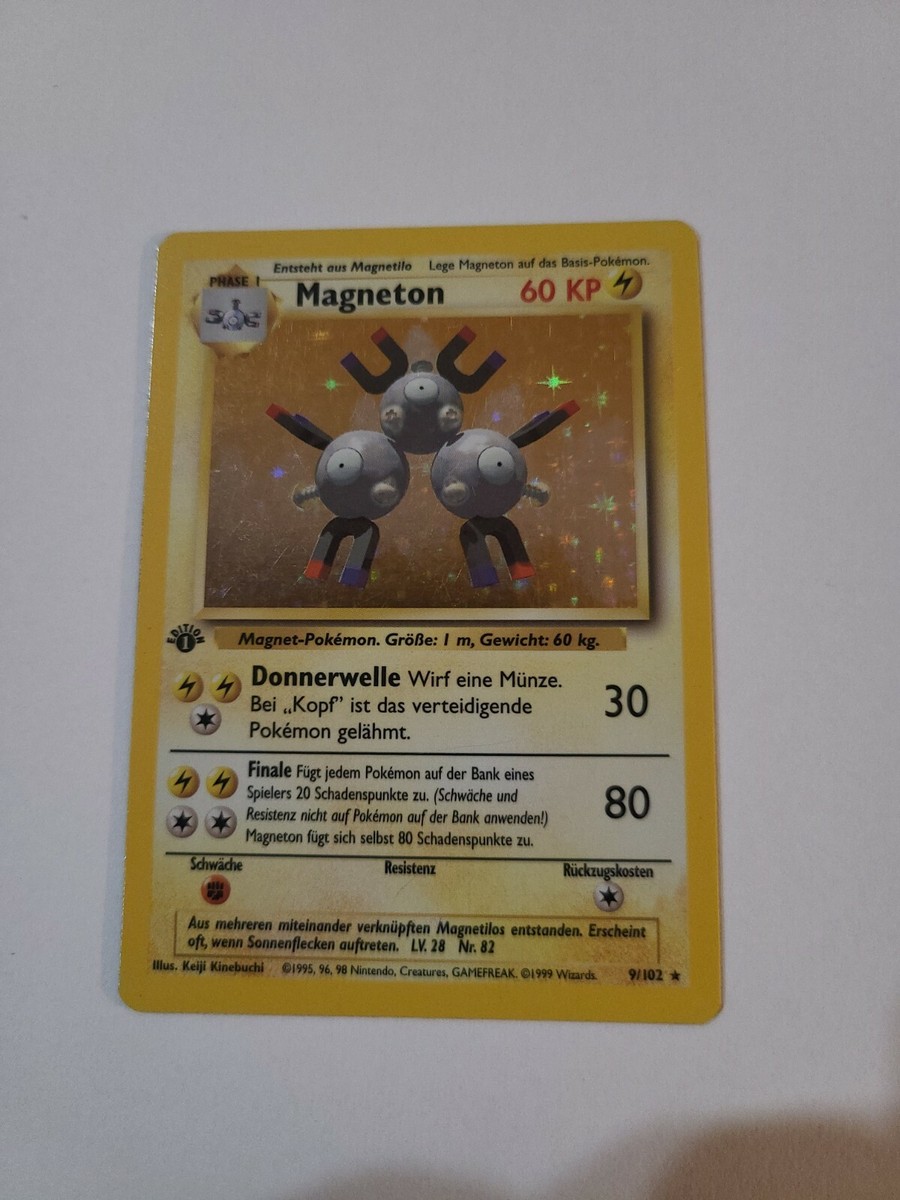 RARE** GERMAN POKEMON CARD MAGNETON HOLO 1ST EDITION BASE SET 9