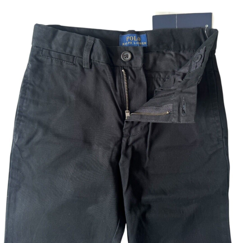 New Girls Polo Ralph Lauren Black 100% Cotton Logo Chino Pants Size 6 - Picture 3 of 10