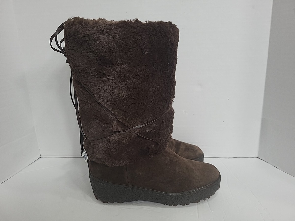OSCAR SPORT VERA GOMMA, Brown Faux Fur/Suede Boots Made In OSCAR SPORT VERA GOMMA, Brown Faux Fur/Suede Boots Made In