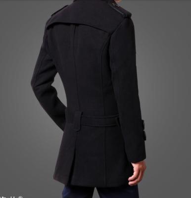 Mens Lapel double-breasted coats slim fit wool blend jacket Mid