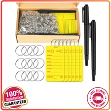 Yexiya 500Pcs Poly Key Tags Plastic Dealership Car Key Tags with Labels(Yellow)