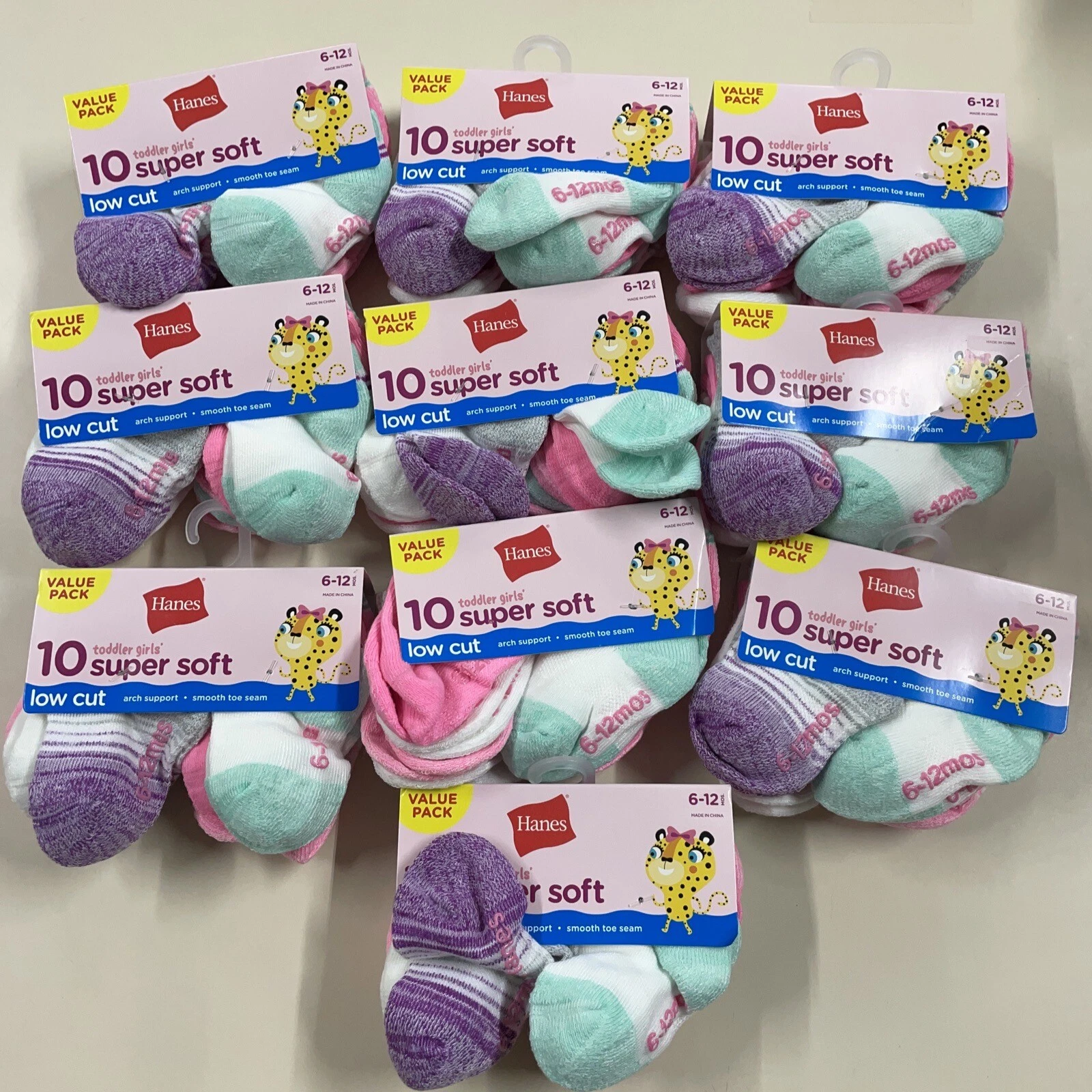 Lot Of 10-Hanes Toddler Girls' 10-Packs Super Soft Low Cut Socks Sz 6-12 Months
Opens in a new windo
