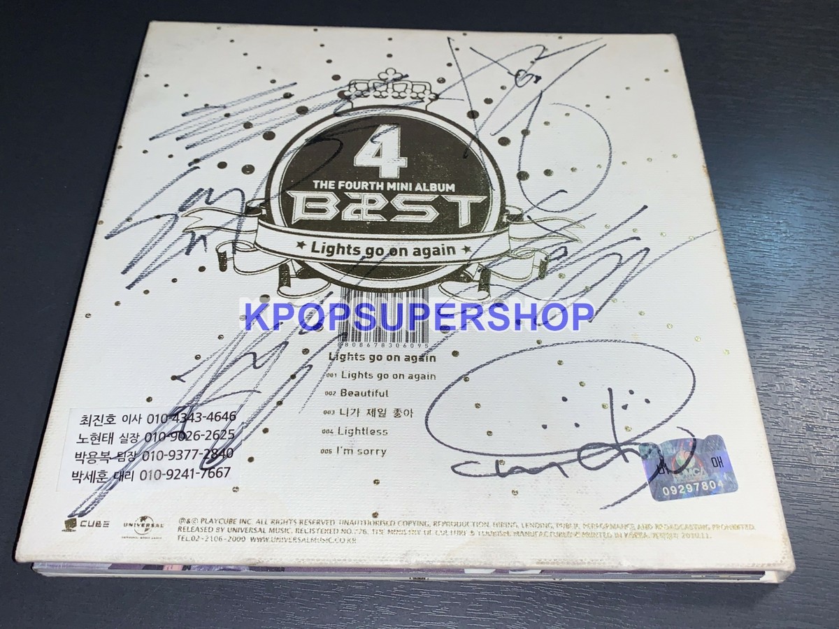 直筆サイン★BEASTビーストLights go on again CD+DVD Beast 4th Mini Album Lights Go On Again Autographed Signed