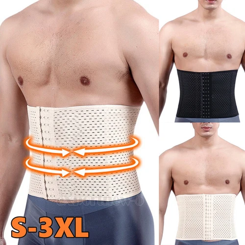 Waist Trainer Body Shaper Tummy Girdle Belt Belly Fat Burner Men Slimming Corset - Picture 1 of 19