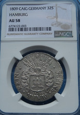 Hamburg Silbermünze 1809 CAIG 32 Schillinge NGC AU 58! Hohes grading!