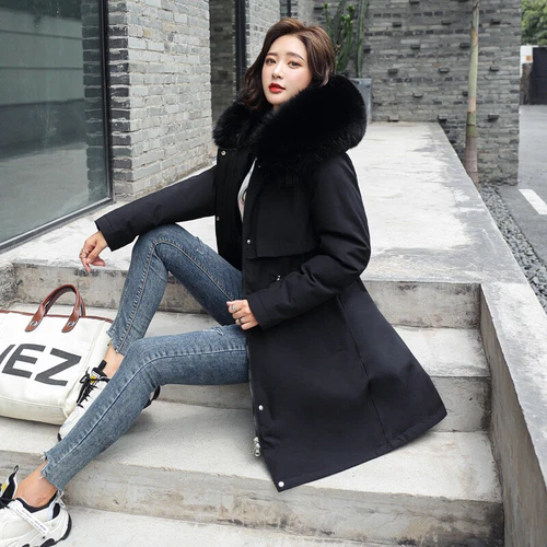 Winter Warm Women's Puffer Fur Collar Long Quilted Ladies Coat Hooded Jacket - Bild 8 von 15