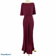NWOT LA FEMME Red Long Form Fitting Jersey Gown wi