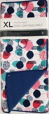 Extra Large Printed Microfiber Dish Drying Mat 24"x18 MULTICOLOR DESIGN,blue, SL