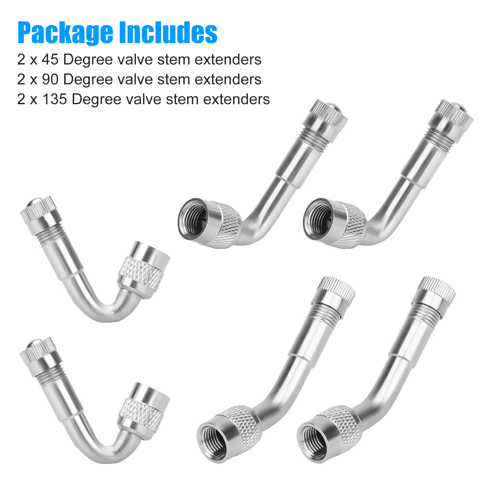 6PCS Tire Wheel Valve Stem Extension 45 90 135 Degree for Car Truck RV