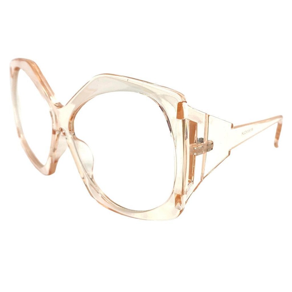 Oversized Vintage Brille – Klare Gläser In XL Gold-Sechseck-Gestell | Retro Style Mit UV400-Schutz