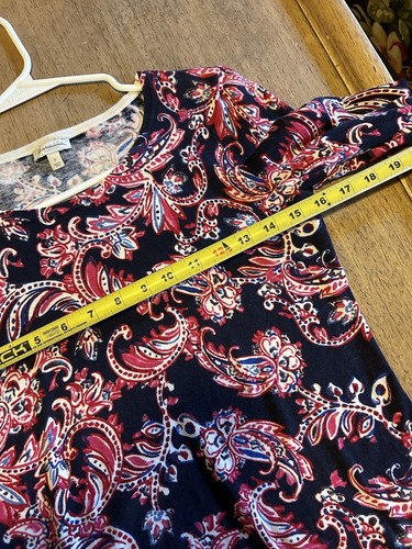 Talbots Sweater Navy/Pink Paisley Gorgeous Crewneck LongSleeves PS Light, Lovely - Picture 6 of 10