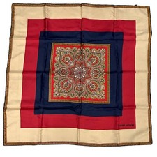 SCARF VINTAGE AUTHENTIC DANIEL LA FORET SILK 27" Paisley Color Block SQUARE