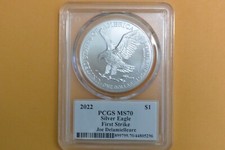 2022 $1 American Silver Eagle 1oz PCGS MS70 First Strike Joe Delamielleure