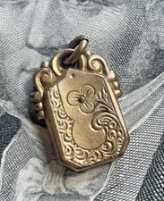 Antique Brass Engraved Interlaced Reliquary Style Brass Pendant Pendant "