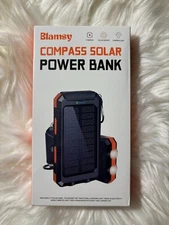 Blamsy 20000mAh Solar Power Bank Dual USB LED Flashlight Compass for Outdoor Use