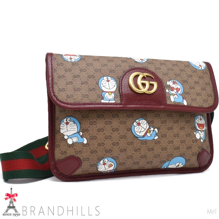 Gucci sac ceinture mini GG Supreme Off Dia rouge cerise Doraemon sac bandoulière 647817 GUC