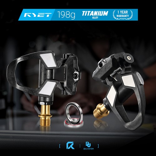 RYET Carbon Road Bike Pedals 198g Titanium Spindle DU Bearings 6° Float SPD - Picture 3 of 18