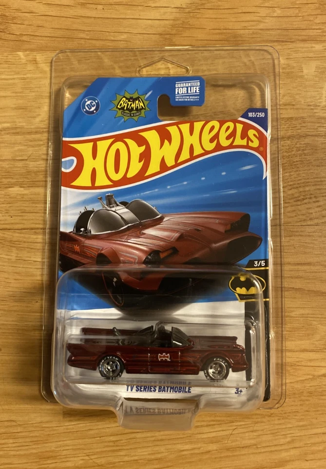 Hot Wheels 3/5 TV Series BATMOBILE Red CUSTOM Super Real Riders Wheel Swap - Image 2 of 4