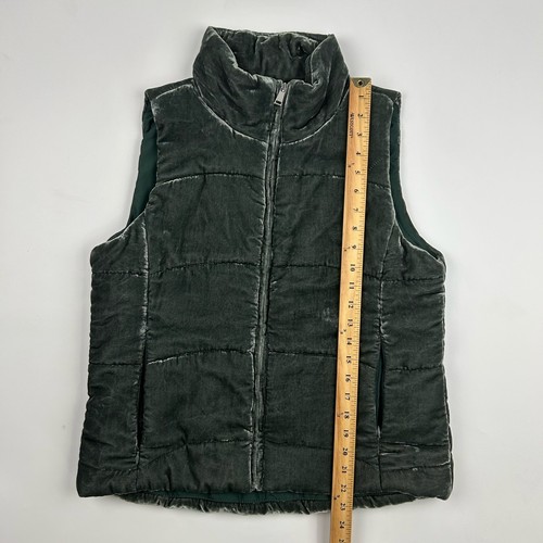 Chaleco Acolchado Loft Terciopelo Verde Cremallera Completa Talla S Rayón Nylon Bolsillos - Imagen 7 de 11