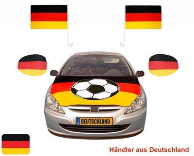 Auto Fanset Motorhaubenfahne 2x Fensterfahnen 2x Außenspiegel Deutschland WM S01
