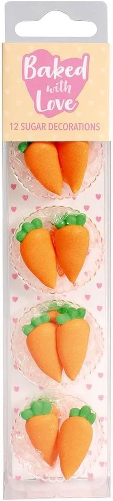 Baked with Love 12 Carrots Sugar Decorations Orange Edible Cake Toppers Decor