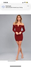 LULUS Over the Swoon Wine Red Off-the-Shoulder Bodycon Dress Size M