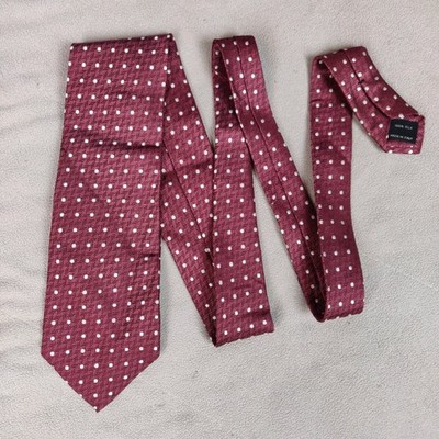 Tom Ford Silk Neck Tie Burgundy White Polka Dot Made in Italy Mens Designer