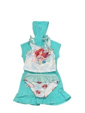 Disney The Little Mermaid 3-Piece Set Girls Swimwear Hooded Bath cover-Up 3T