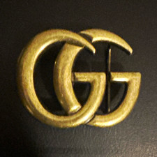 Gold Tone Double G Logo Belt Buckle, Metal, No Gemstones, Logo Shape