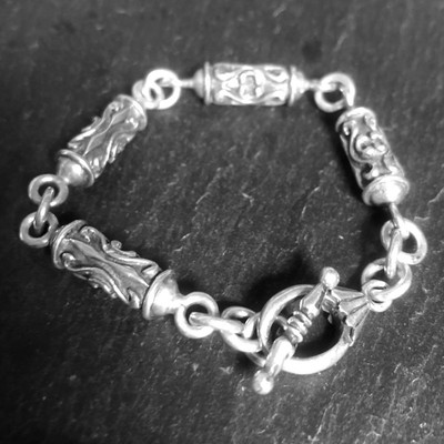 アクセサリー Vintage Silver 925 Toggle Bracelet VINTAGE STERLING SILVER 8MM BYZANTINE LINK CHAIN TOGGLE