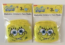 Nickelodeon SpongeBob SquarePants Kids Washable Face Masks 3-Pk x 2 NEW NIP 2021